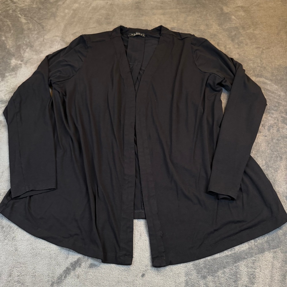 Grace The Perfect Fit Cardigan‎ Womens 0X Black Pleated Back Open Front